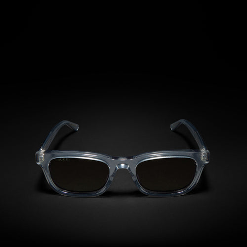 Gucci Men Rectangular Frame Transparent Grey Sunglasses