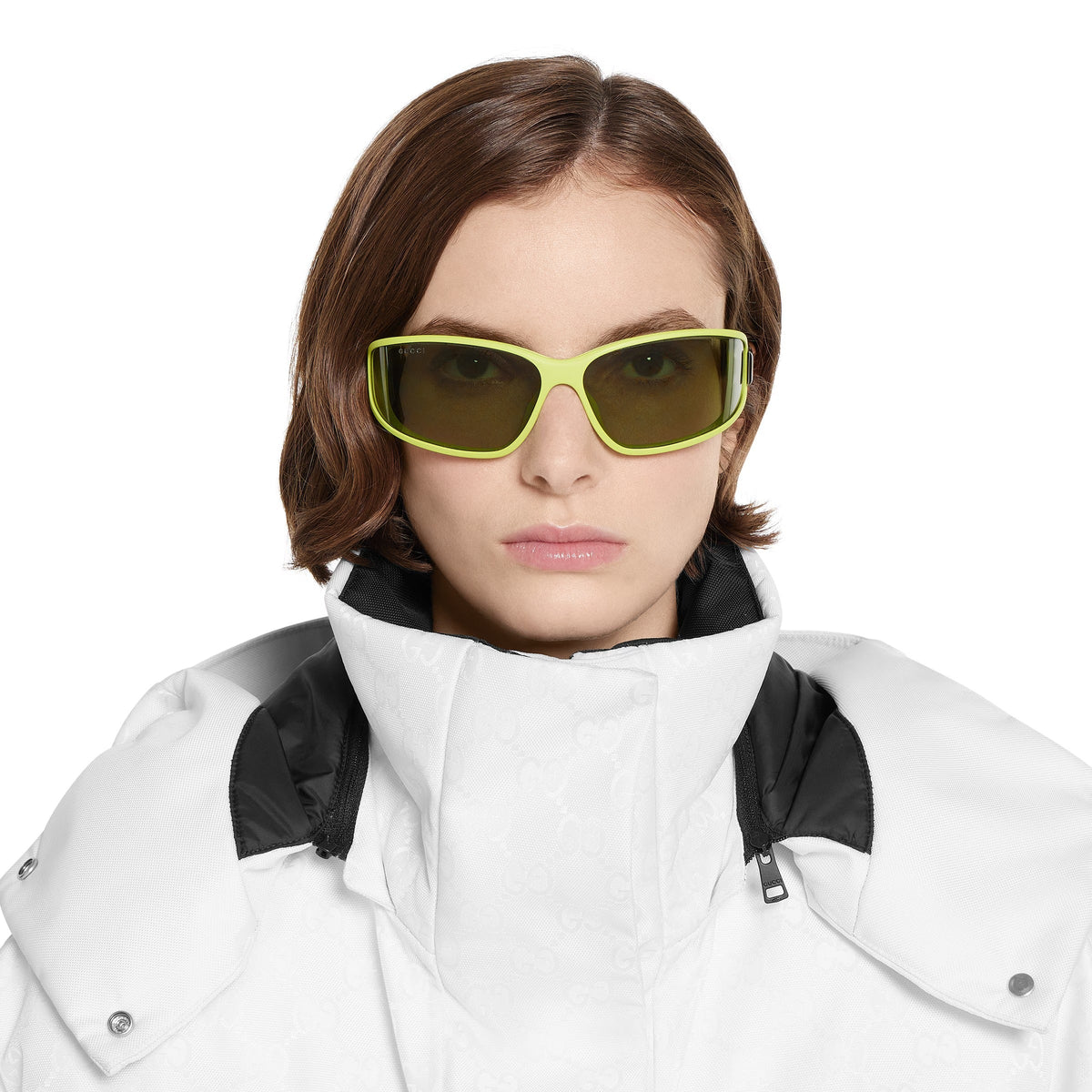 Gucci Men Rectangular Green Sunglasses