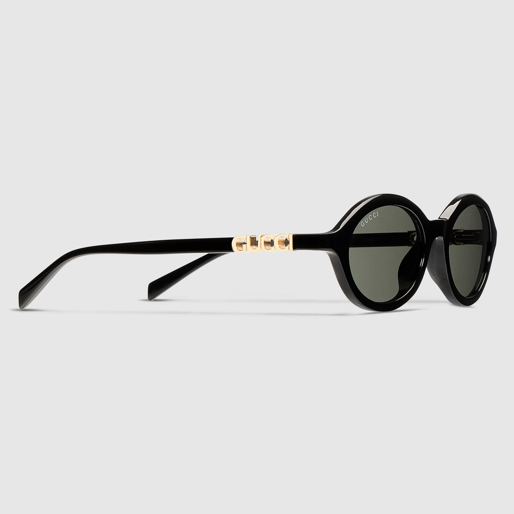 Gucci Women Round Frame Natural Black Sunglasses