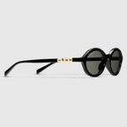 Gucci Women Round Frame Natural Black Sunglasses