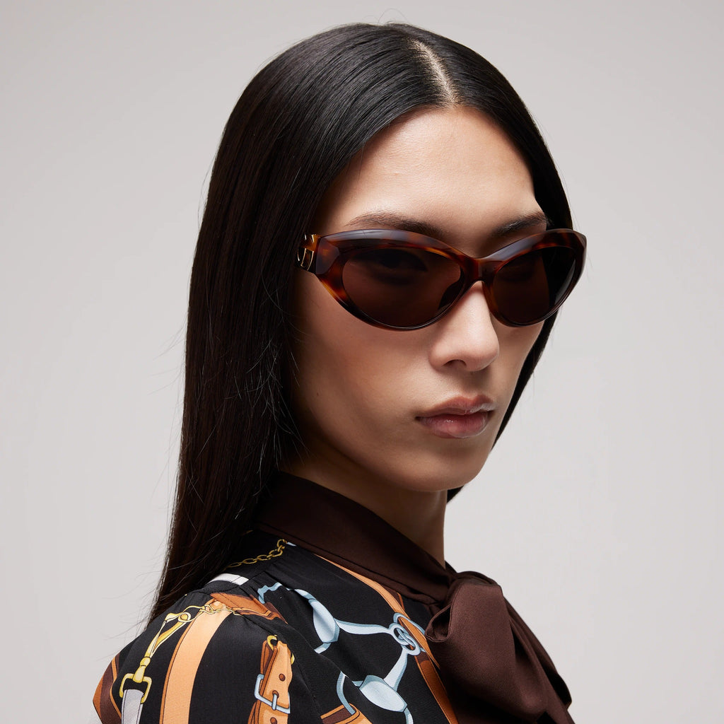 Gucci Women Cat Eye Frame Brown Tortoiseshell Sunglasses