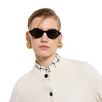 Gucci Women Round Frame Natural Black Sunglasses