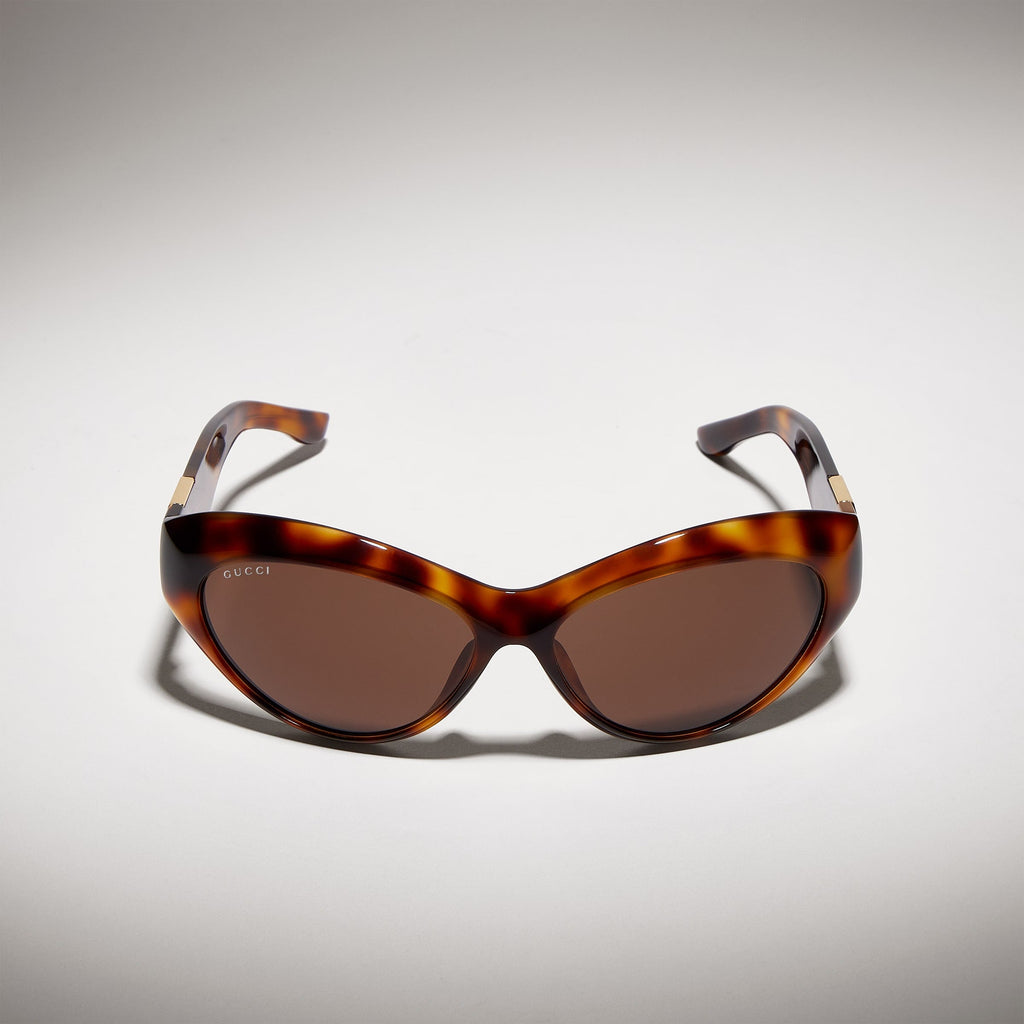 Gucci Women Cat Eye Frame Brown Tortoiseshell Sunglasses