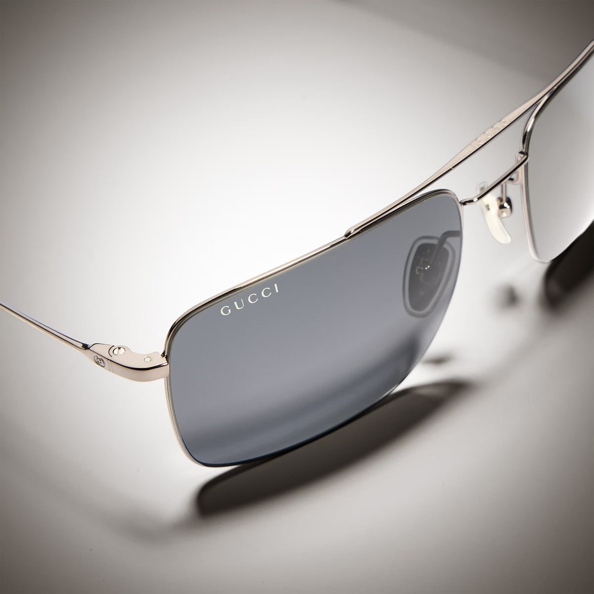 Gucci Men Specialized-fit Navigator Silver Sunglasses