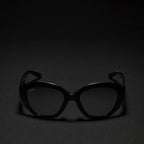 Gucci Women Geometric Frame Shiny Black Sunglasses