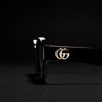 Gucci Women Cat-eye Frame Dark Black Sunglasses