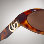 Gucci Women Cat Eye Frame Brown Tortoiseshell Sunglasses