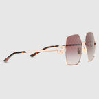 Gucci Women Oval Frame Shiny Rose Gold Sunglasses