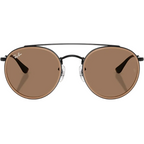 Ray Ban Men Round Frame Shiny Polished Black Sunglasses