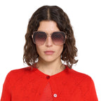 Gucci Women Oval Frame Shiny Rose Gold Sunglasses