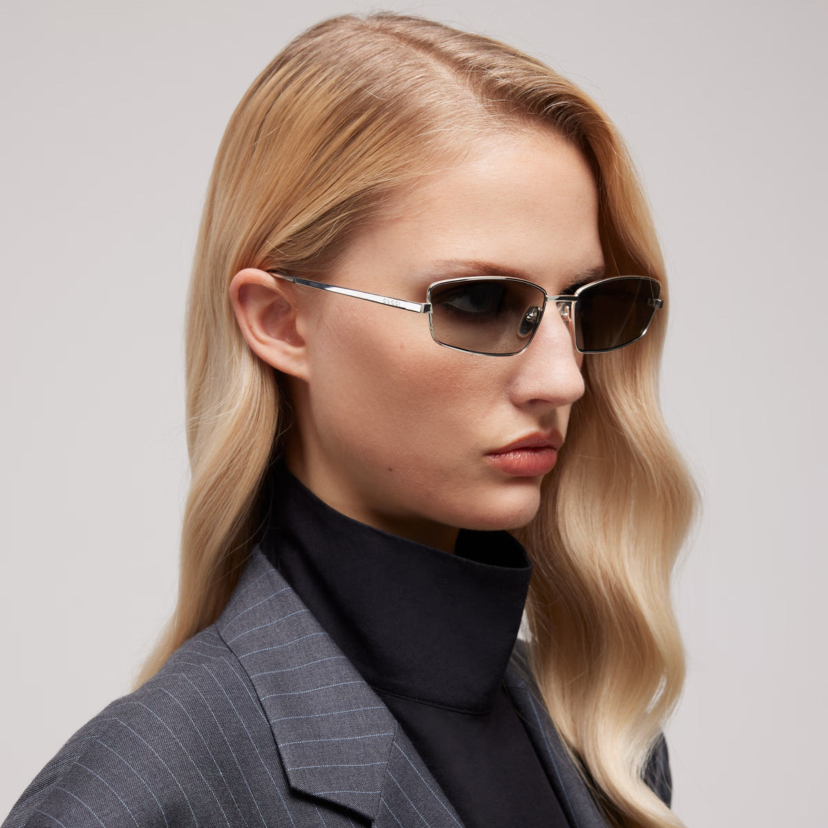 Gucci Unisex Rectangular Frame Gray Sunglasses