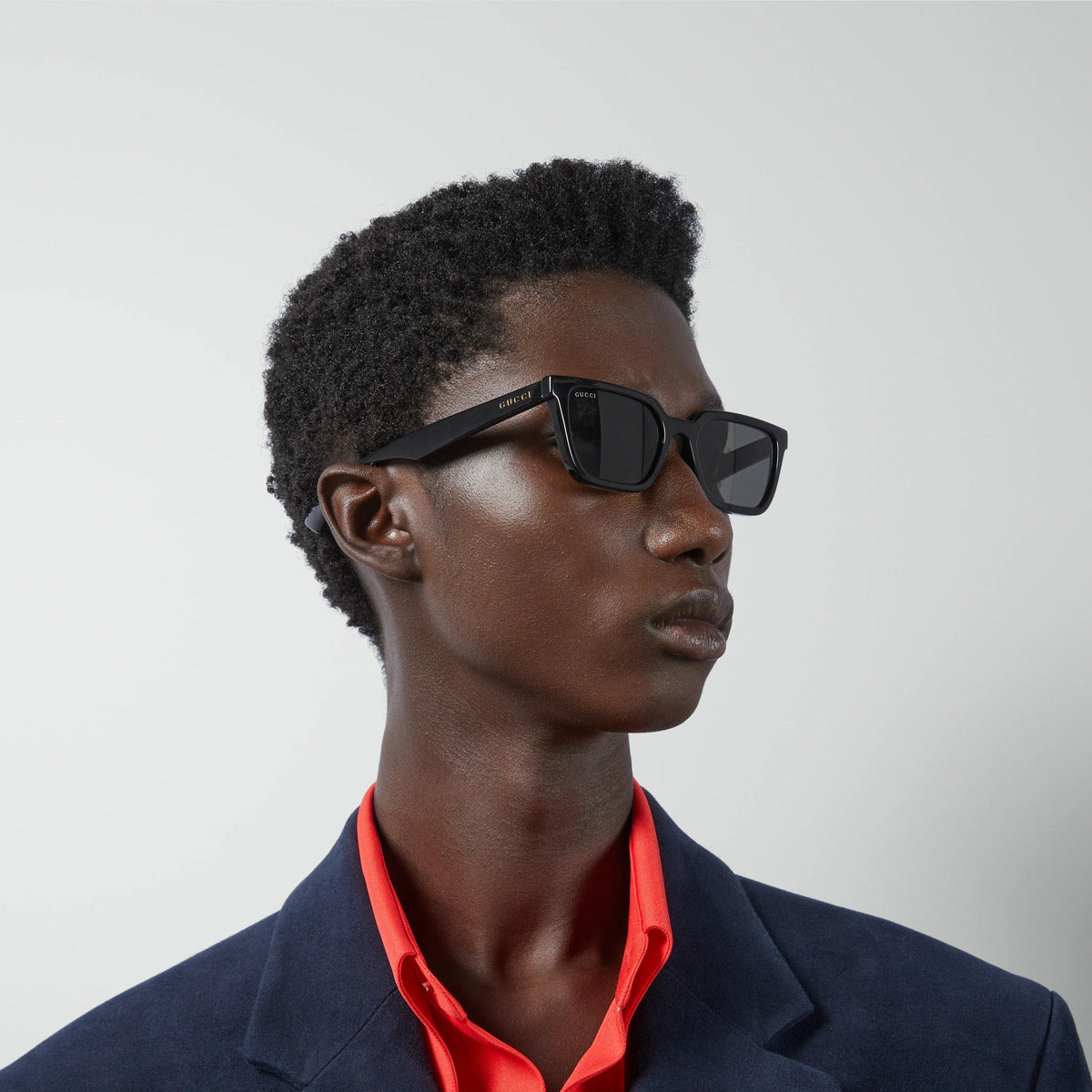Gucci Men Rectangular Injection Frame Black Sunglasses