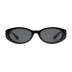 Gucci Women Oval Frame Deep Shiny Black Sunglasses