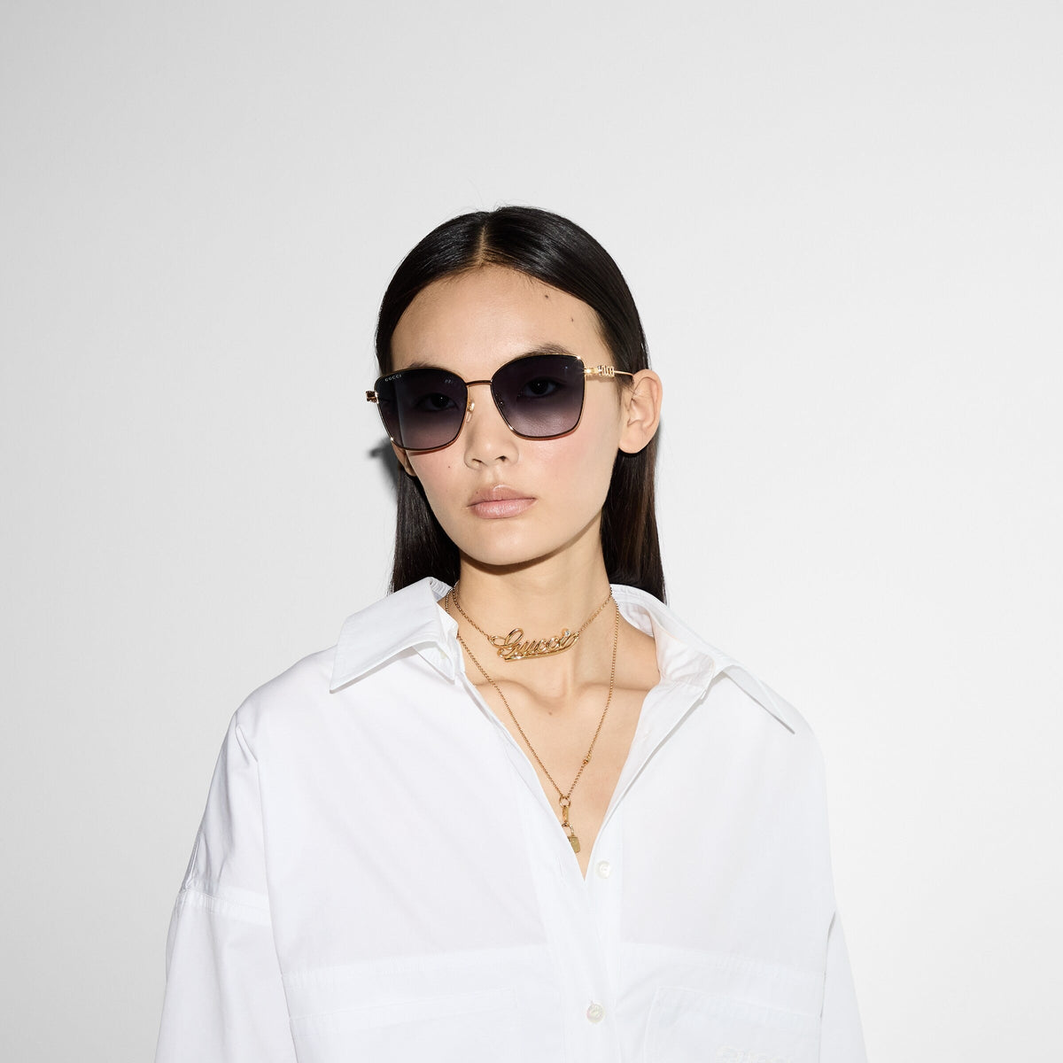 Gucci Women Specialized Fit Butterfly Gold Sunglasses