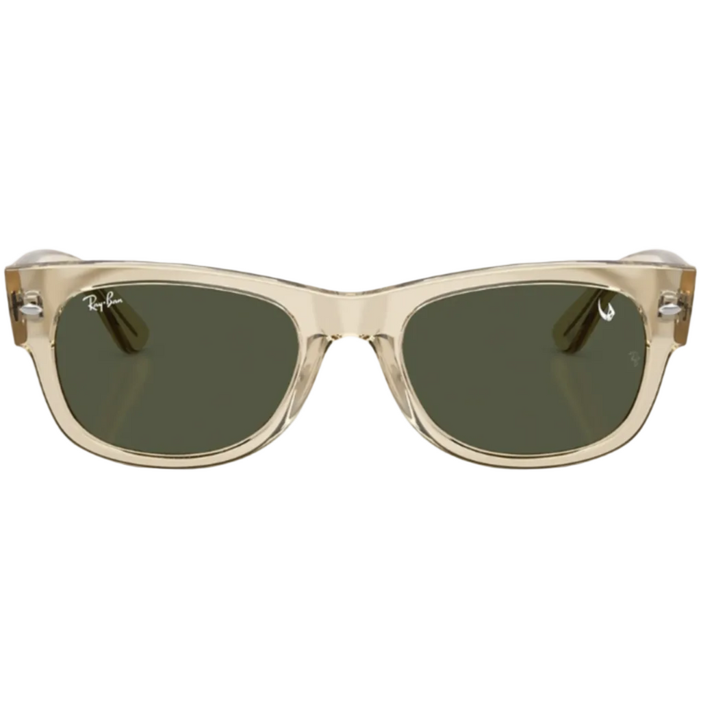 Ray Ban Men Square Frame Polished Beige Sunglasses