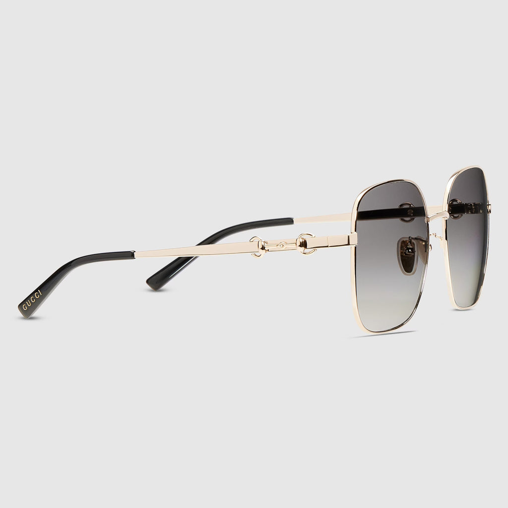 Gucci Women Square Frame Gold Tone Sunglasses