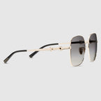 Gucci Women Square Frame Gold Tone Sunglasses