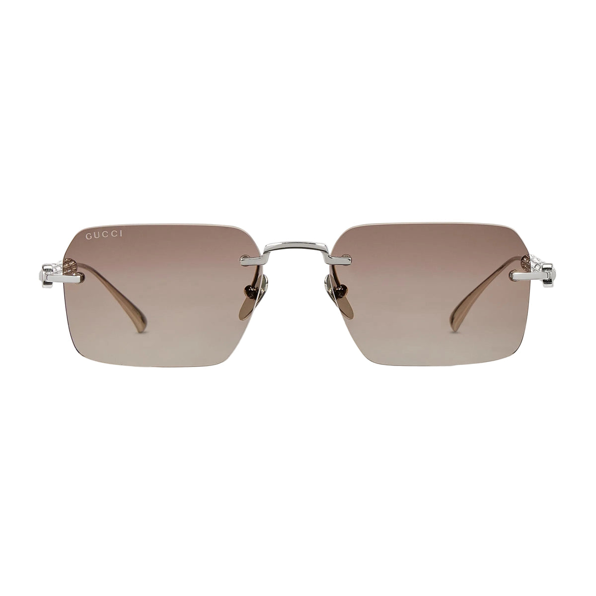 Gucci Men Frameless Rectangular Silver Sunglasses