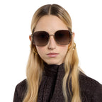 Gucci Women Square Frame Gold Tone Sunglasses