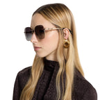 Gucci Women Square Frame Gold Tone Sunglasses