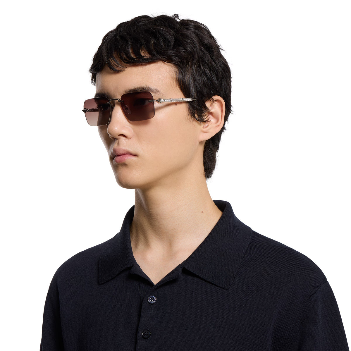 Gucci Men Frameless Rectangular Silver Sunglasses