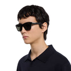 Gucci Men Square Frame Shiny Black Sunglasses