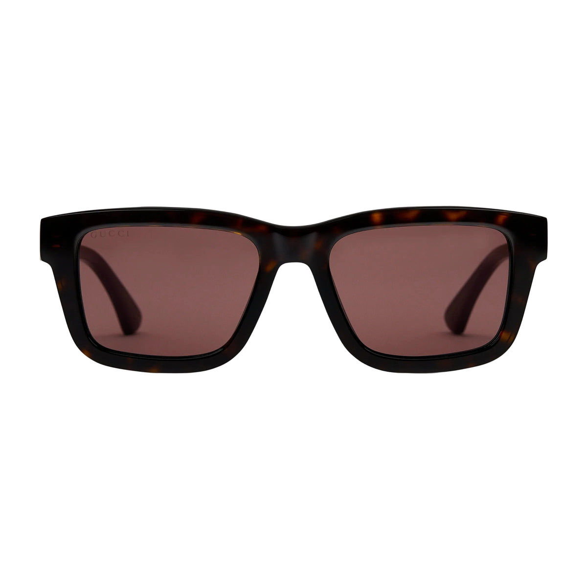 Gucci Men Rectangular Frame Brown Tortoise Sunglasses