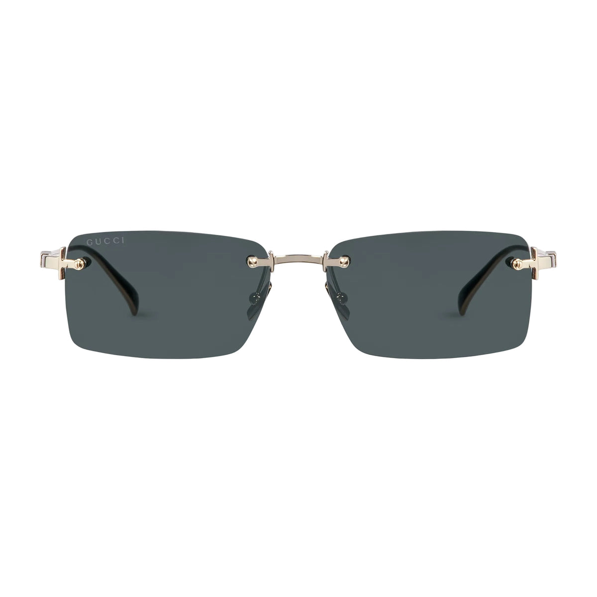 Gucci Men Rectangular Frame Shiny Gold Sunglasses