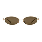 Gucci Women Oval Frame Gold Sunglasses