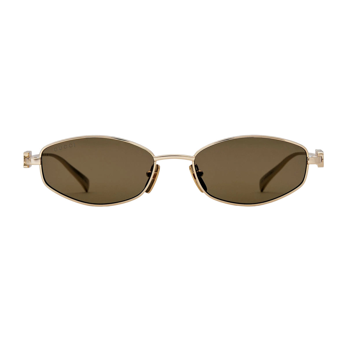Gucci Women Oval Frame Gold Sunglasses