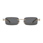 Gucci Women Rectangular Frame Metallic Gold Sunglasses