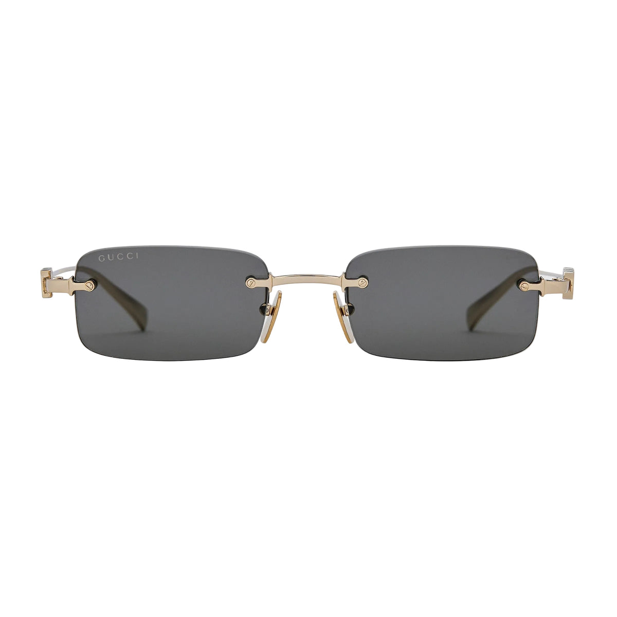 Gucci Women Rectangular Frame Metallic Gold Sunglasses