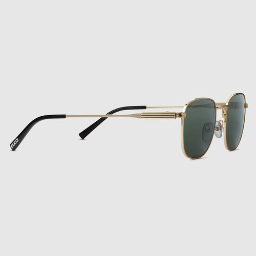 Gucci Men Round Frame Gold Sunglasses
