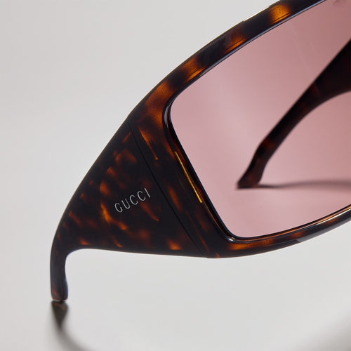 Gucci Men Mask Frame Brown Sunglasses