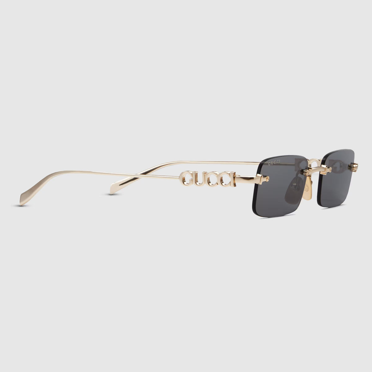 Gucci Women Rectangular Frame Metallic Gold Sunglasses