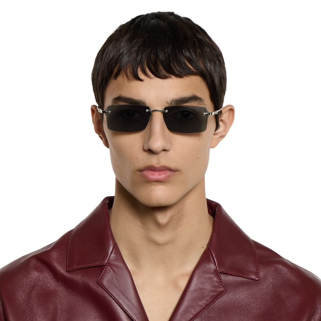Gucci Men Rectangular Frame Shiny Gold Sunglasses