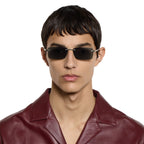 Gucci Men Rectangular Frame Shiny Gold Sunglasses