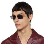 Gucci Men Rectangular Frame Shiny Gold Sunglasses
