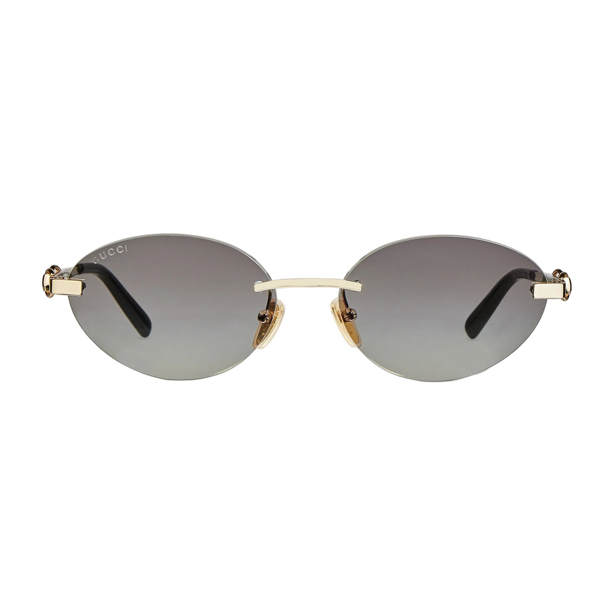 Gucci Women Frameless Oval Frame Gold Toned Sunglasses