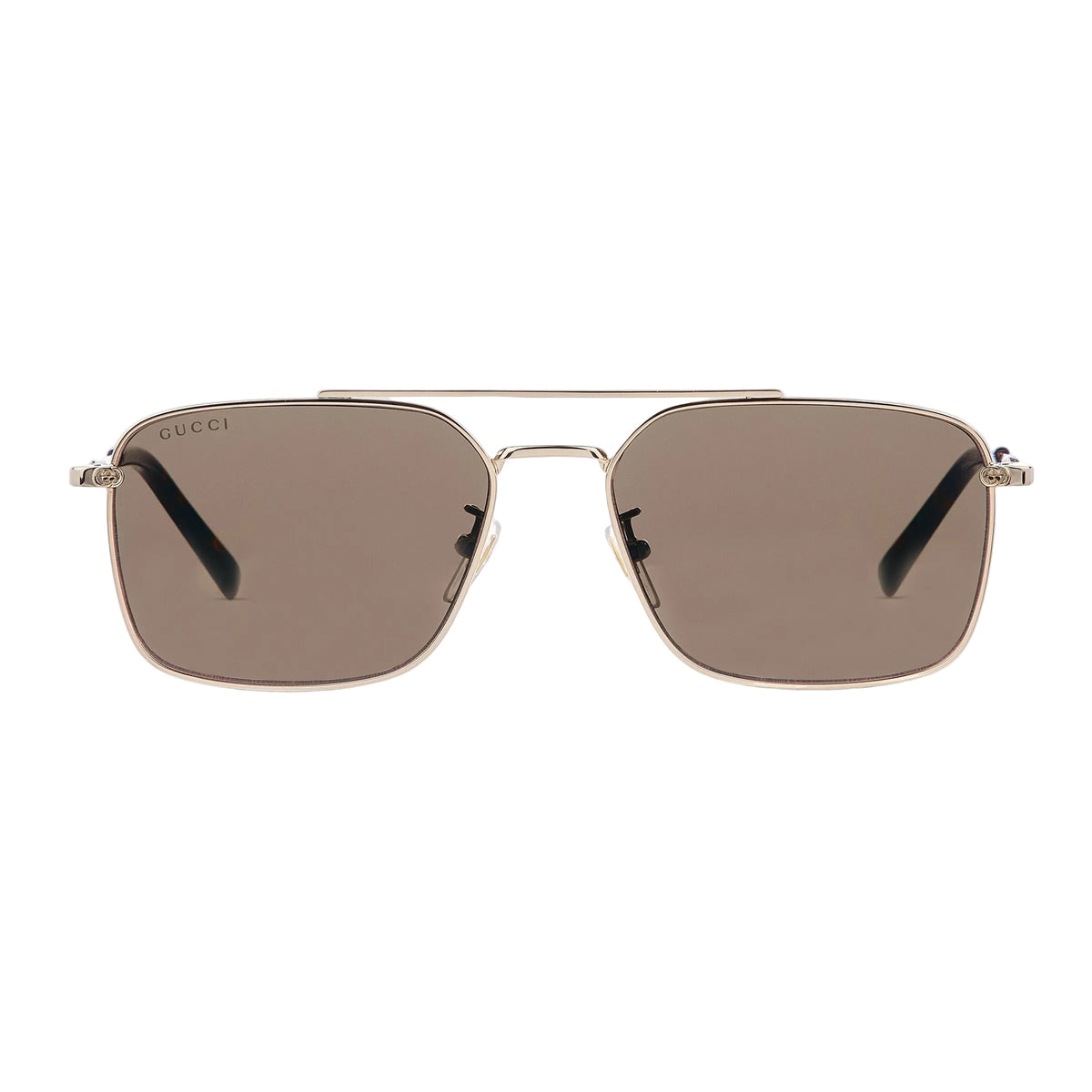 Gucci Men Specialized Fit Rectangular Frame Shiny Gold Sunglasses