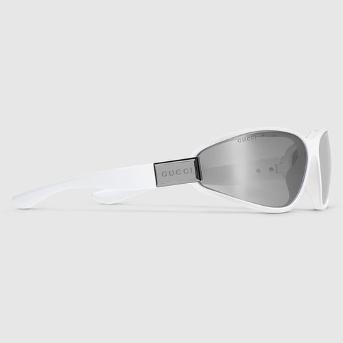 Gucci Men Rectangular Matte White Sunglasses