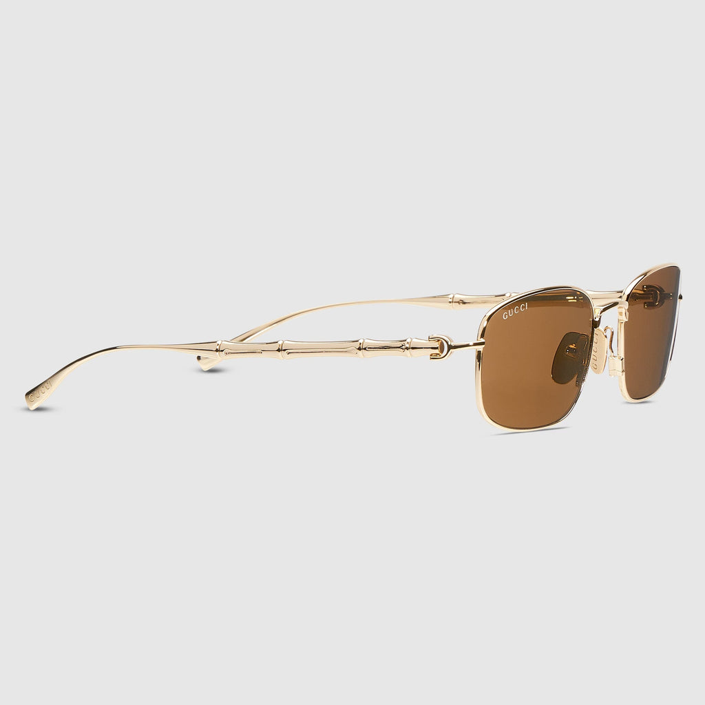 Gucci Women Square Frame Natural Shiny Gold Sunglasses