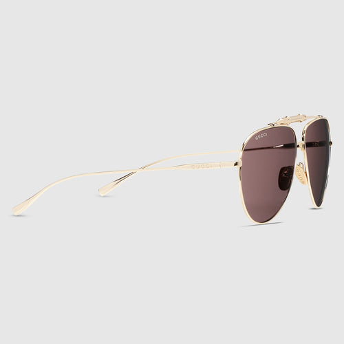Gucci Men Pilot Gold Sunglasses