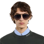 Gucci Men Pilot Grey Sunglasses