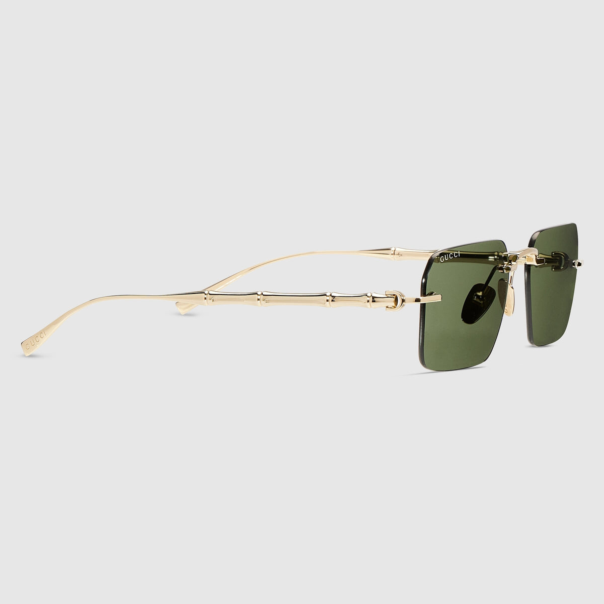 Gucci Men Frameless Rectangular Gold Sunglasses