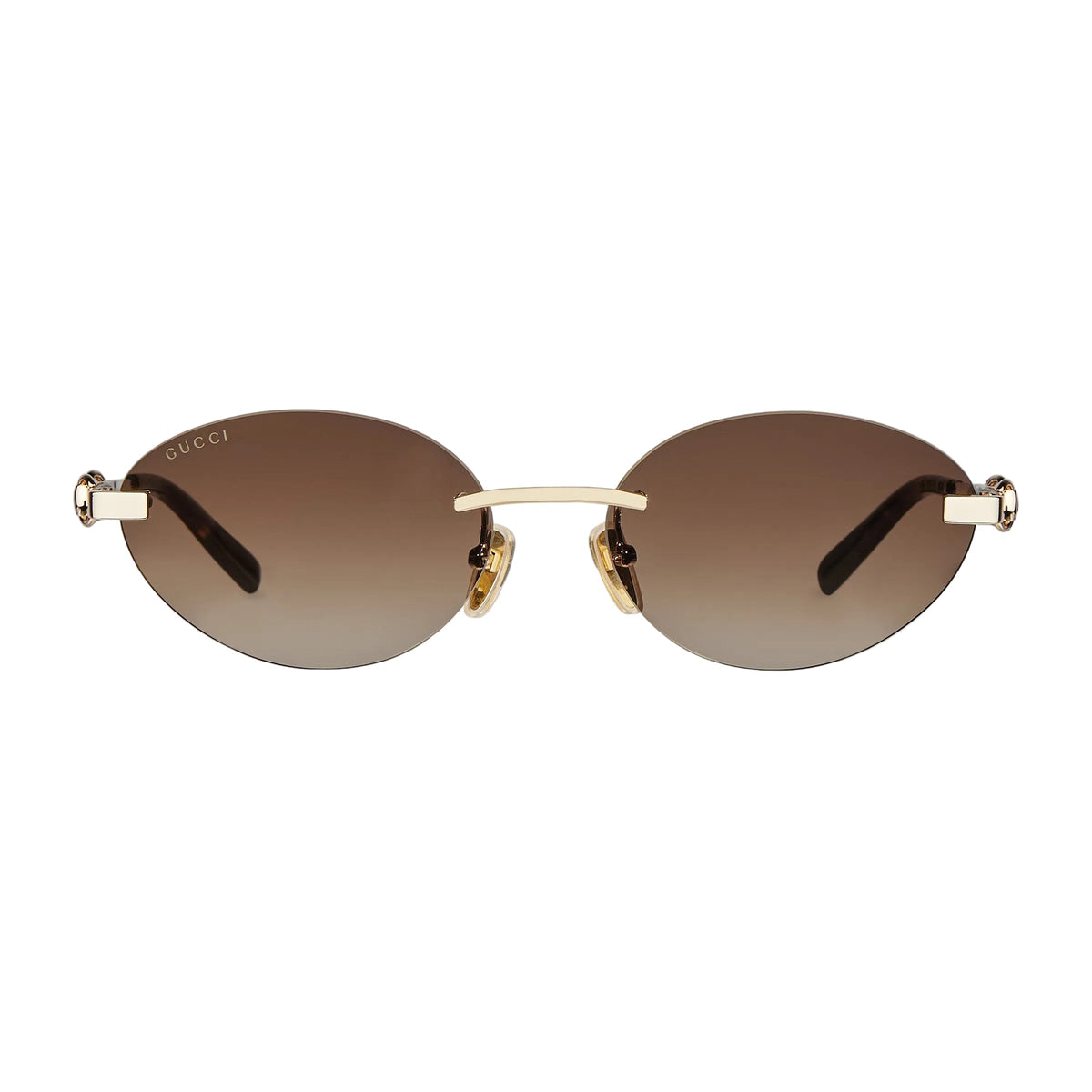 Gucci Women Frameless Oval Frame Ivory Sunglasses