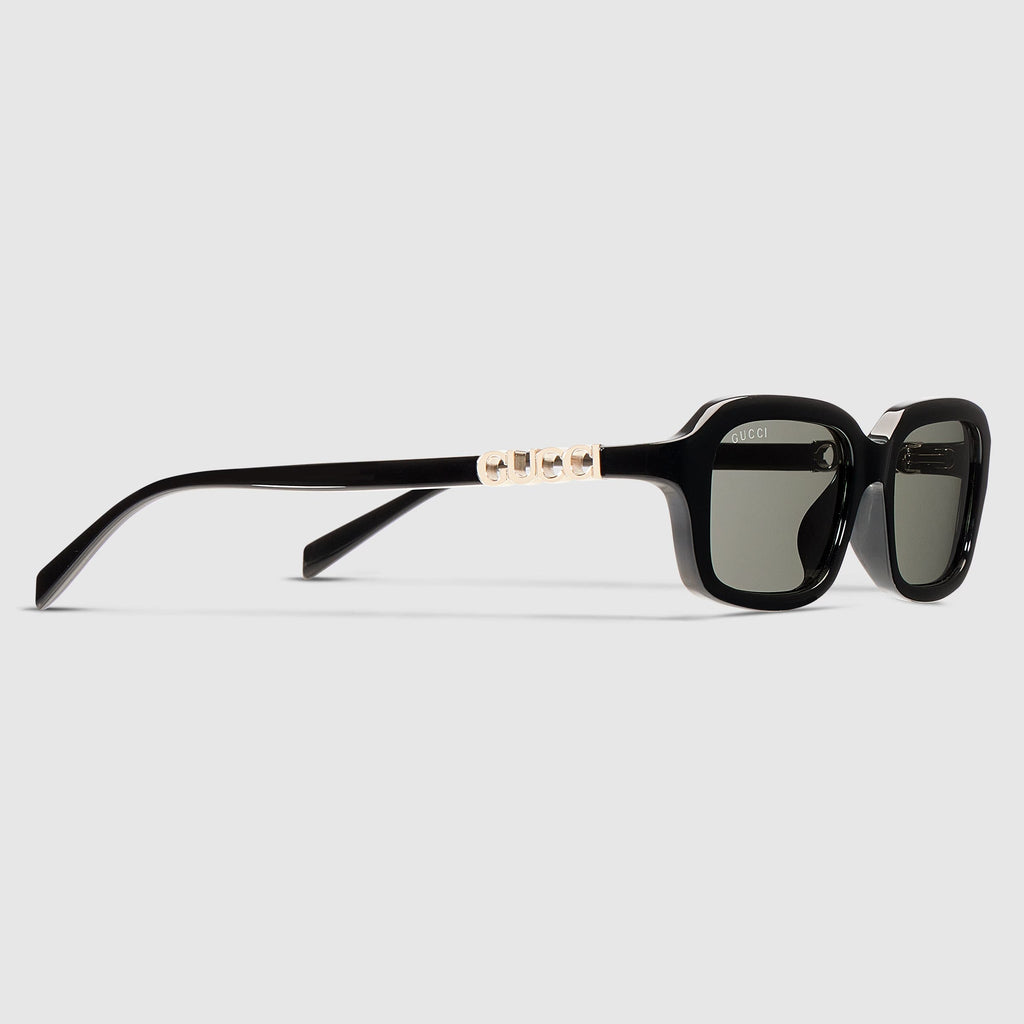 Gucci Women Rectangular Frame Dusty Black Sunglasses