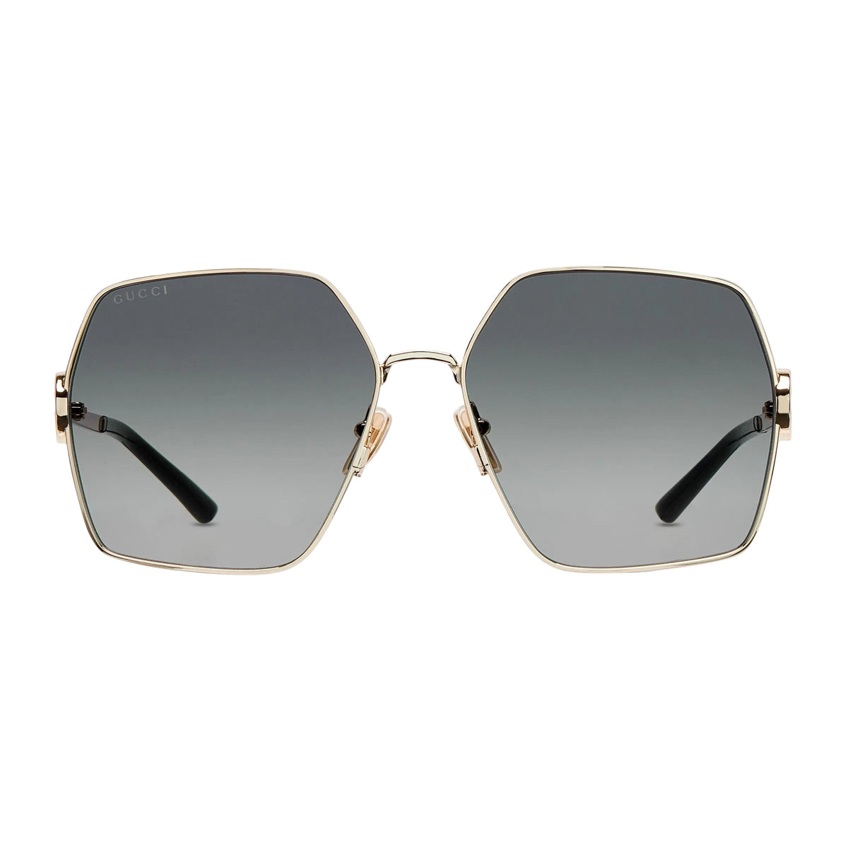 Gucci Women Oval Frame Shiny Gold Toned Sunglasses