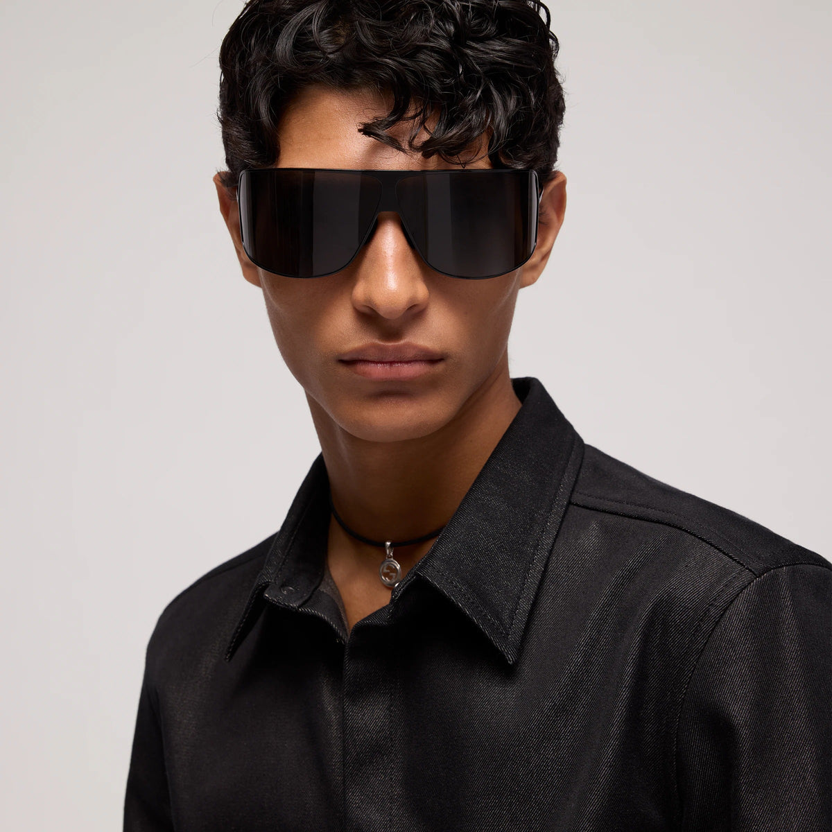 Gucci Men Mask Frame Grey Sunglasses