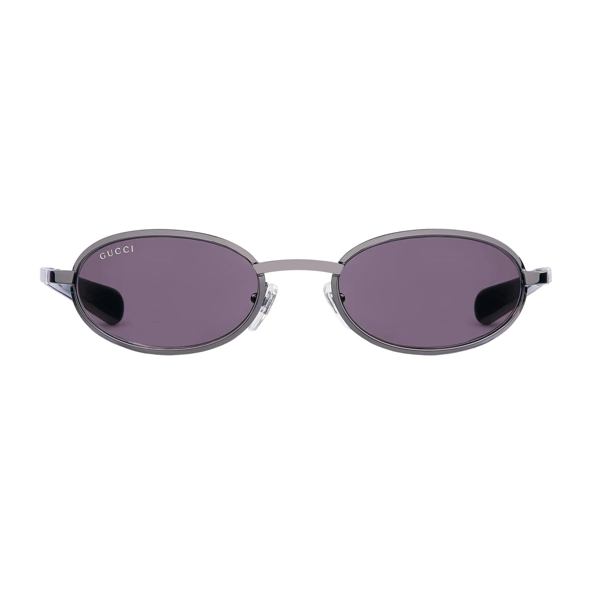 Gucci Men Oval Frame Ruthenium-Tone Sunglasses